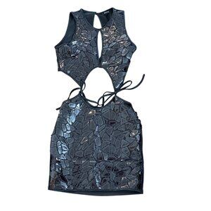 Cut-Out Black Sequin Mini Dress By ENVME Size S